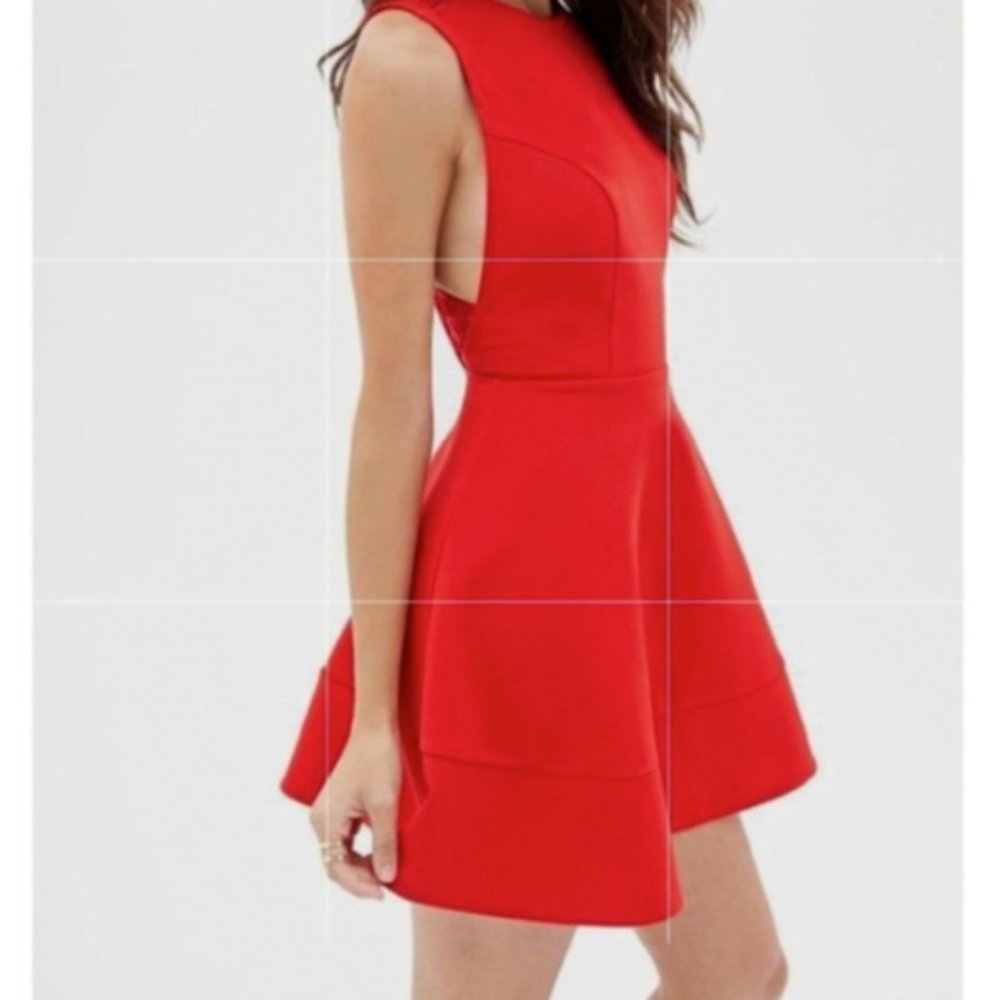 Forever 21 Red Sleeveless Skater Lace Back Dress